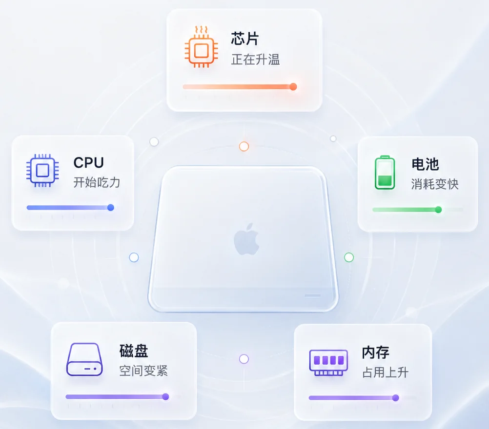 StatusLight 展示芯片、电池、磁盘、内存等状态信号